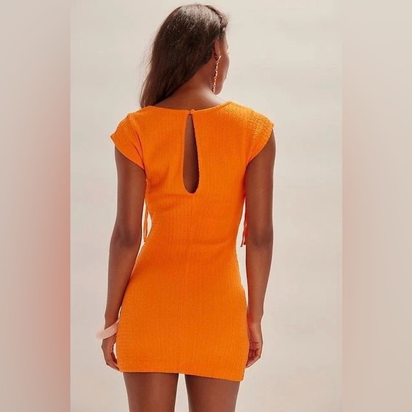 FP Free-est Midnight Shores Mini Dress - Orange Short Sleeve Cotton Dress - Picture 2 of 2
